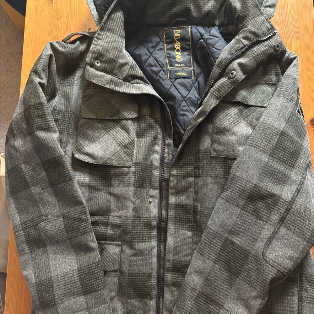 Billabong Men's Charcoal Plaid Field Jacket